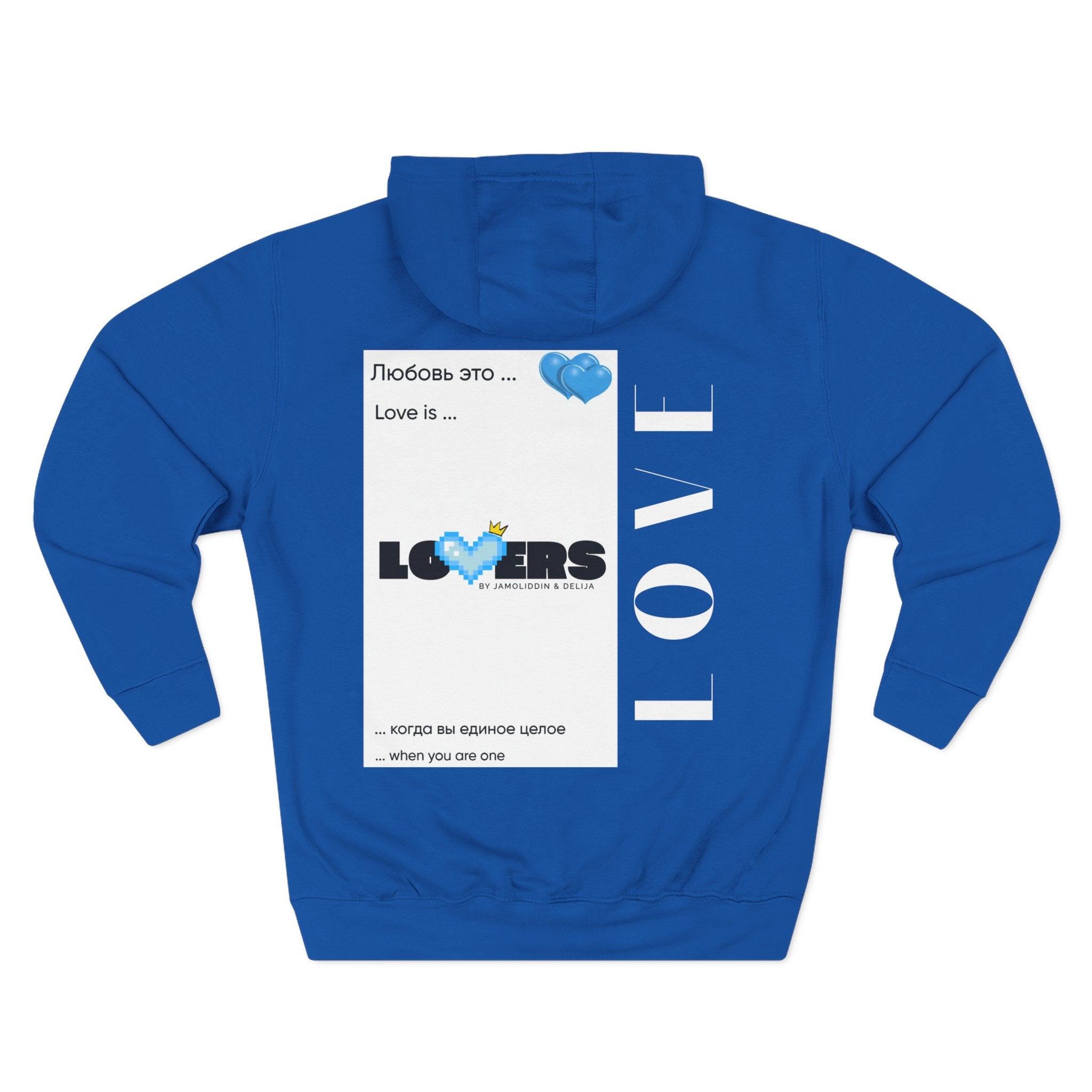 Lovers Three-Panel Fleece Hoodie, Cozy Sweatshirt, Heartwarming Gift, Valentine's Day, Couples Apparel, Casual Wear, Relationship Fashion